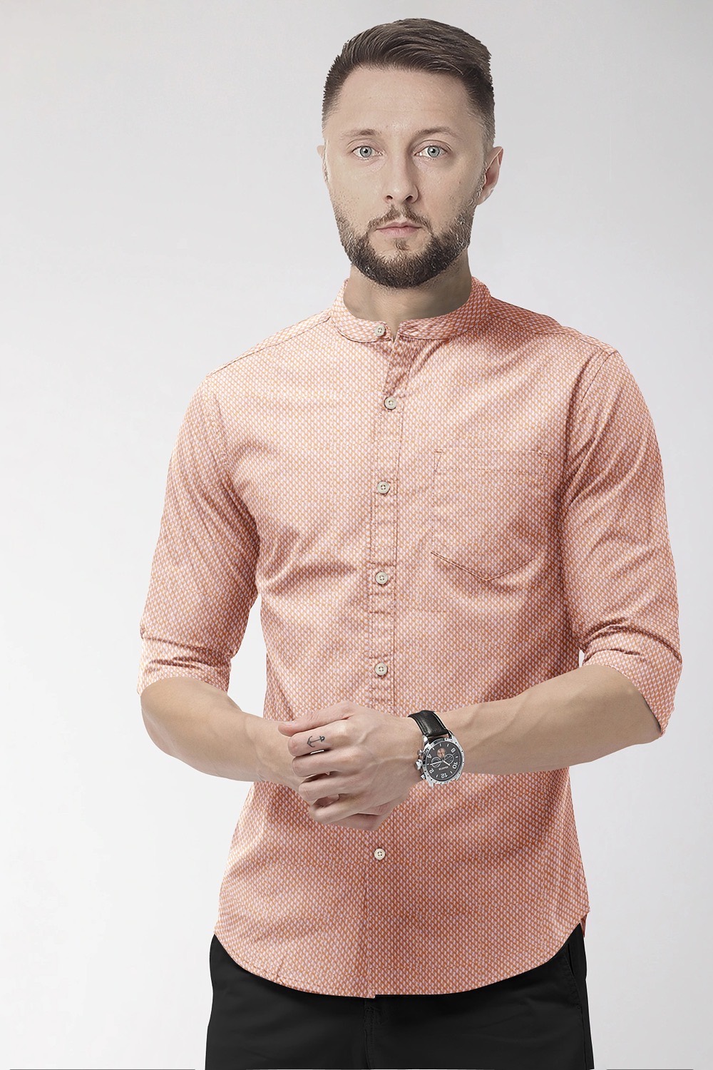 sri kumaran stores men perri alley peach design full sleeve shirt 2