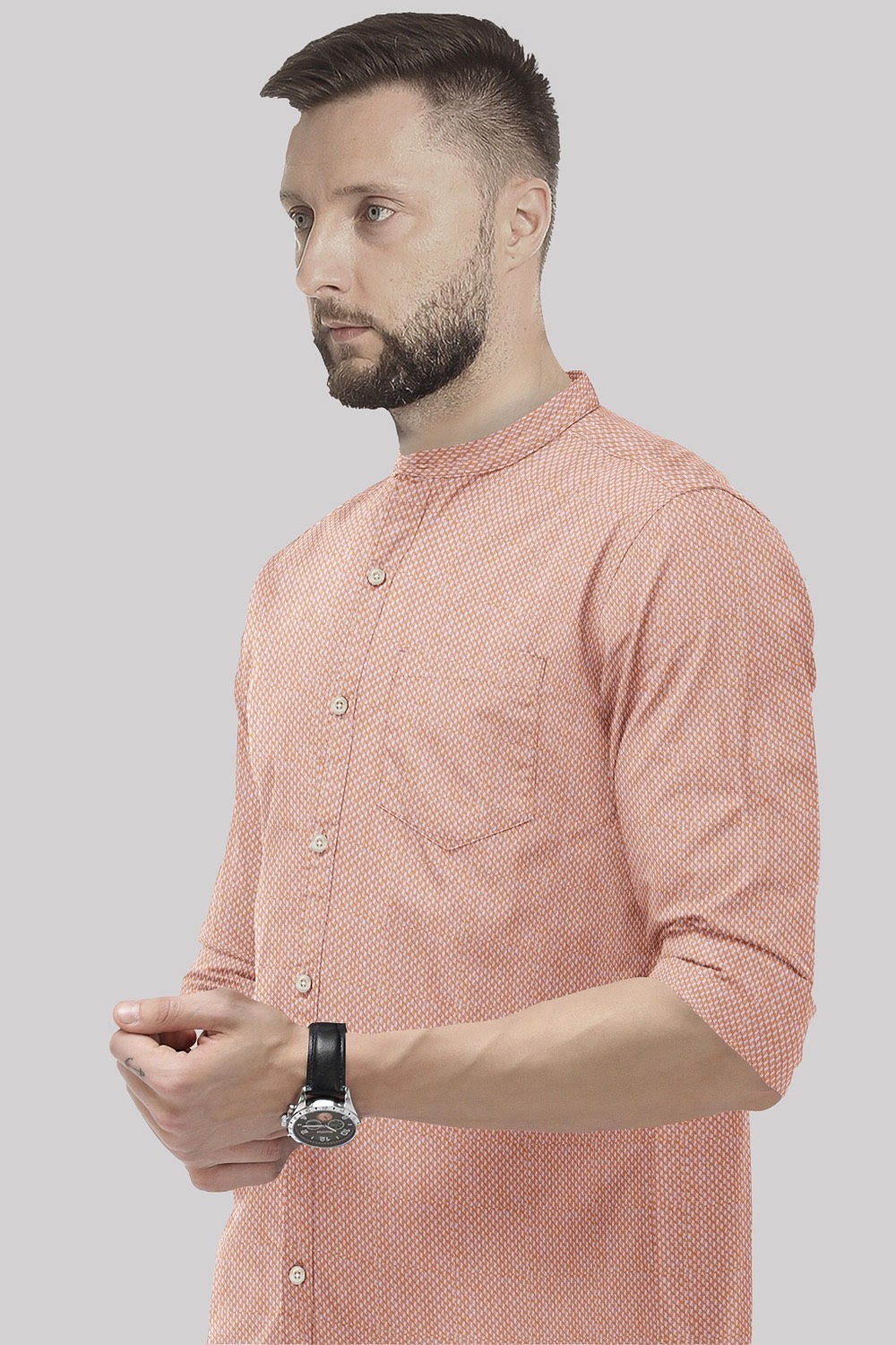 sri kumaran stores men perri alley peach design full sleeve shirt 3