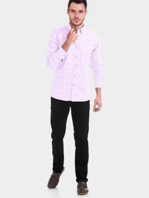 sri kumaran stores men perri alley pink checker full sleeve shirt 1
