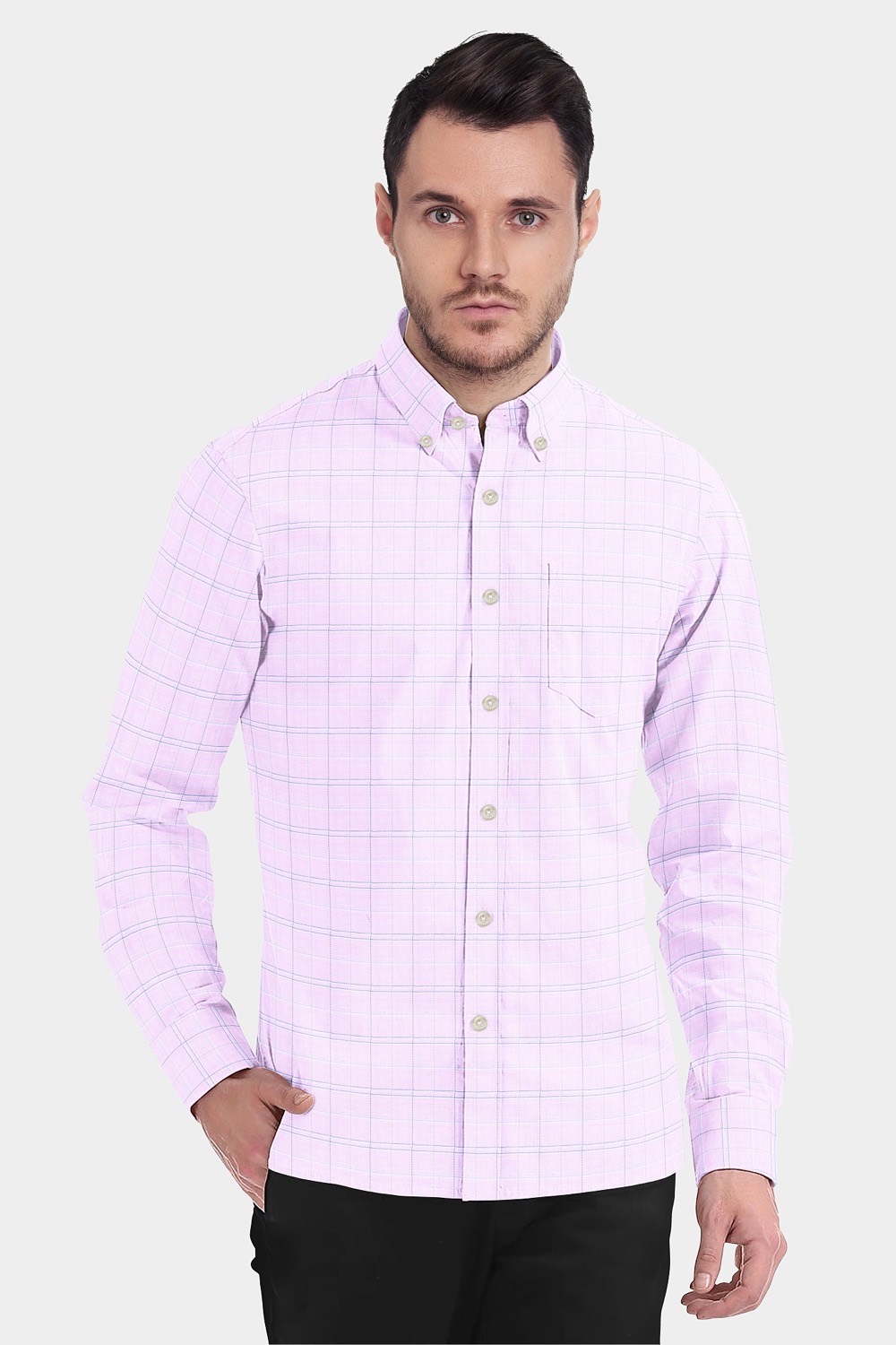 sri kumaran stores men perri alley pink checker full sleeve shirt 2