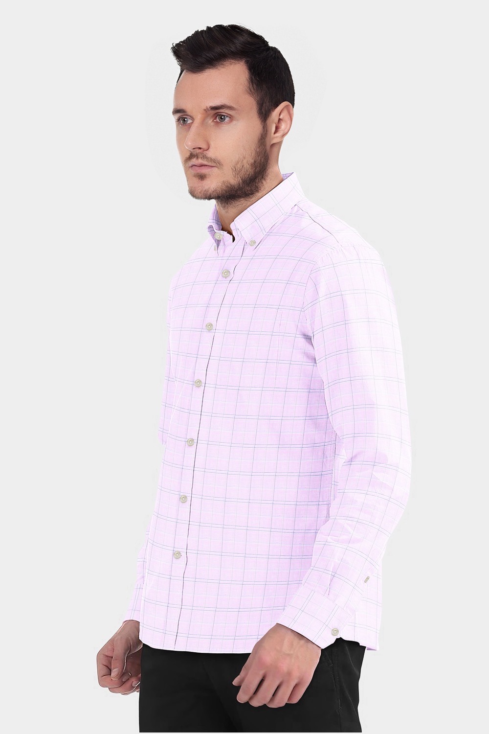 sri kumaran stores men perri alley pink checker full sleeve shirt 3