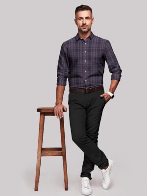 sri kumaran stores men perri alley purple checker full sleeve shirt 1