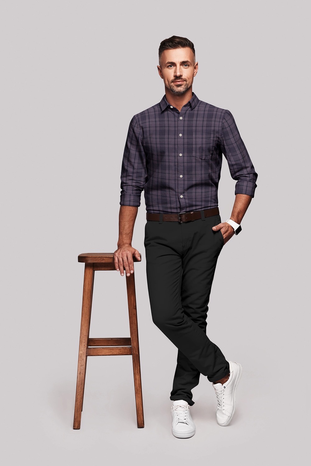 sri kumaran stores men perri alley purple checker full sleeve shirt 1