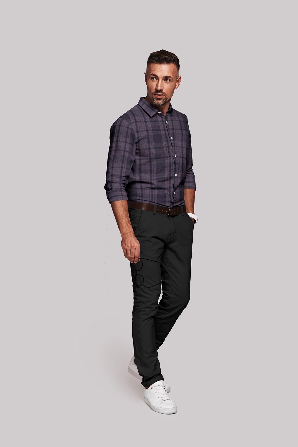 sri kumaran stores men perri alley purple checker full sleeve shirt 2