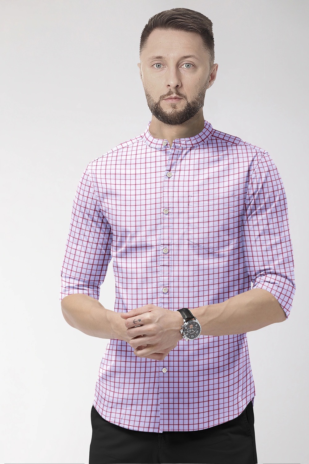 sri kumaran stores men perri alley red checker full sleeve shirt 2