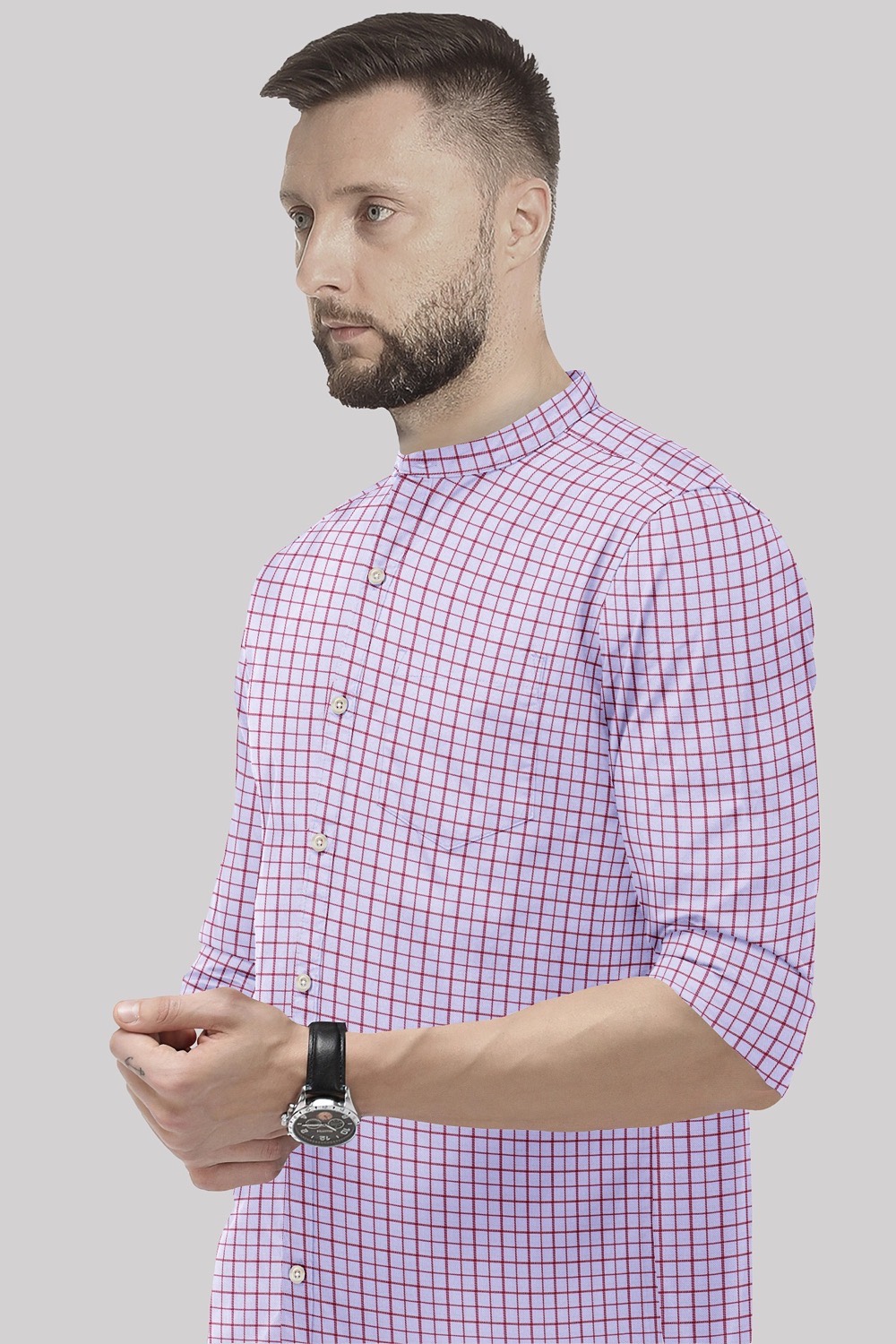 sri kumaran stores men perri alley red checker full sleeve shirt 3