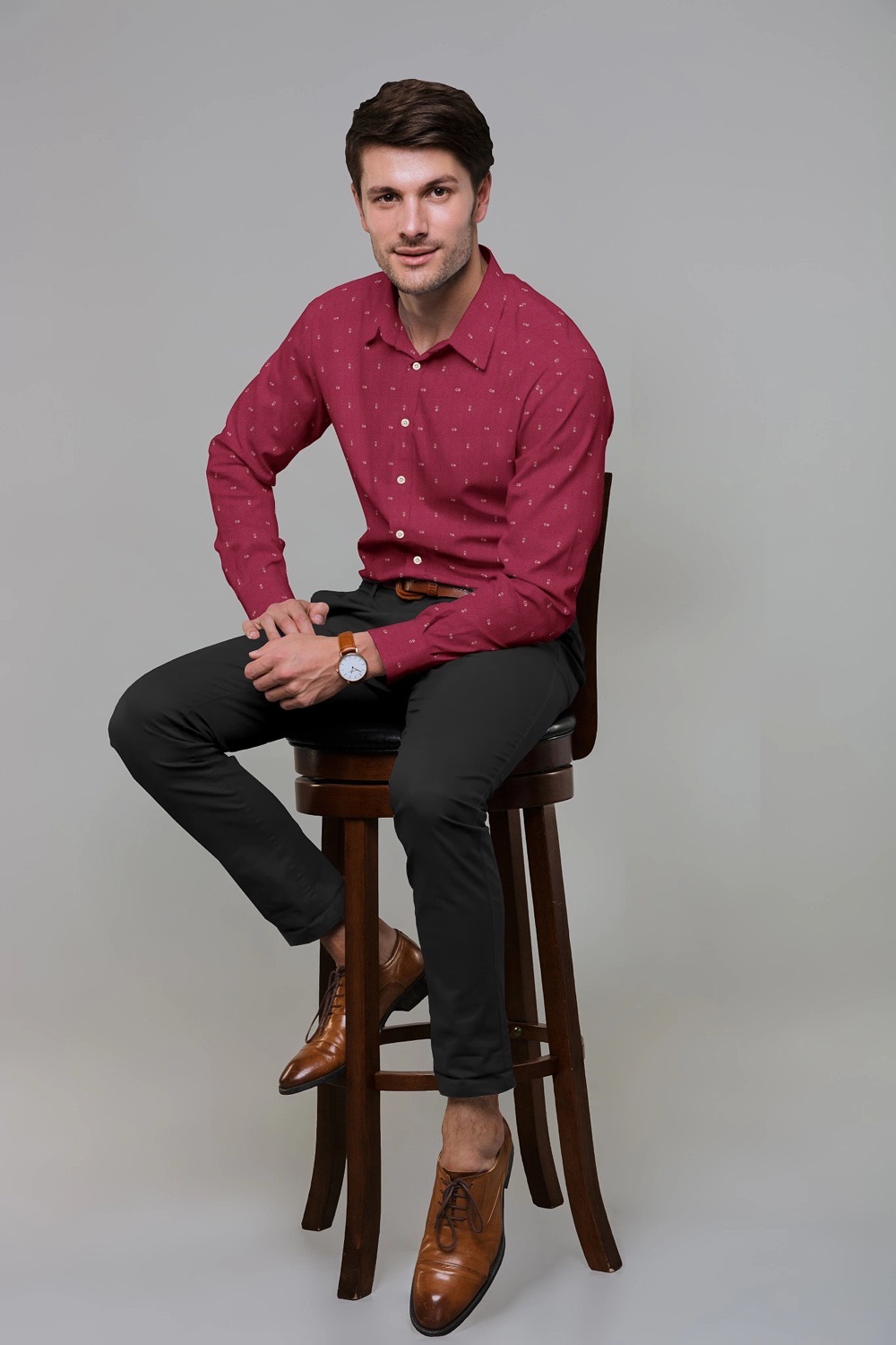 sri kumaran stores men perri alley red design full sleeve shirt 2