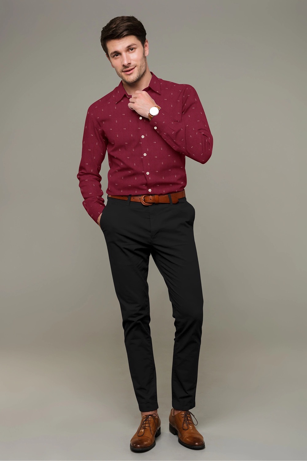 sri kumaran stores men perri alley red design full sleeve shirt 3