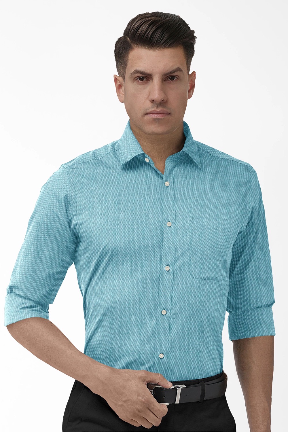 sri kumaran stores men perri alley turquoise blue full sleeve shirt 2