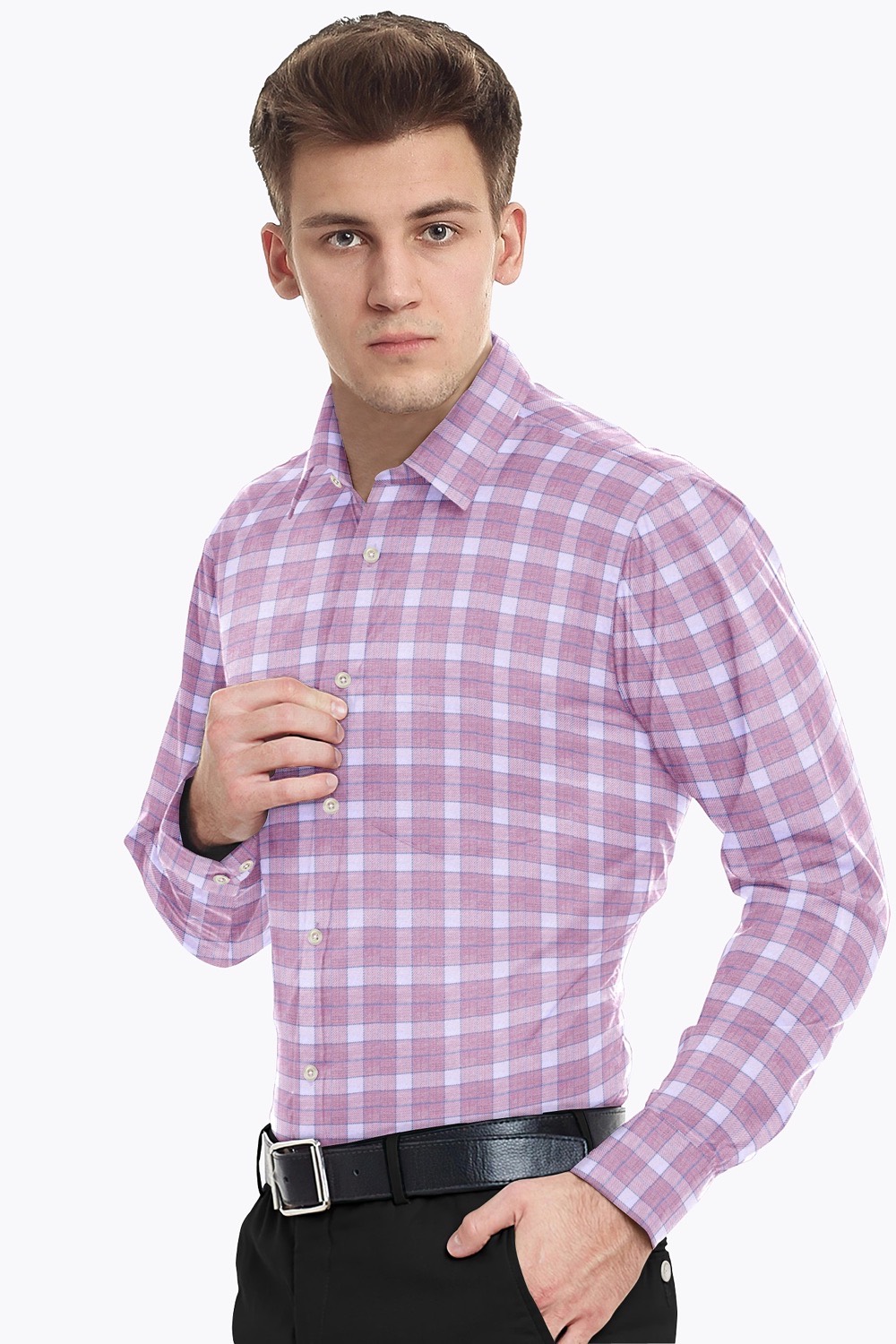 sri kumaran stores men perri alley violet checker full sleeve shirt 3