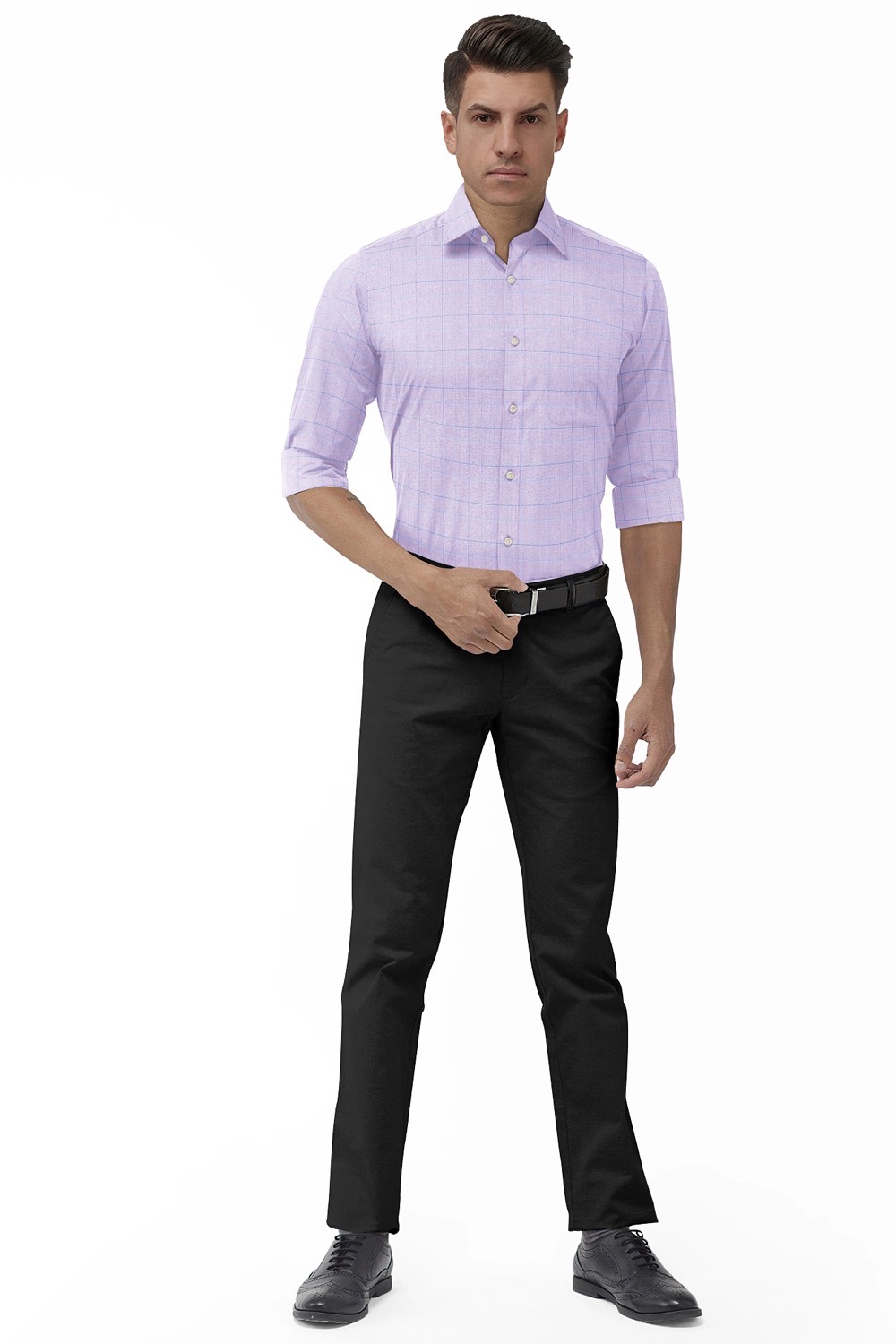 sri kumaran stores men perri alley violet checker full sleeve shirt 1 1