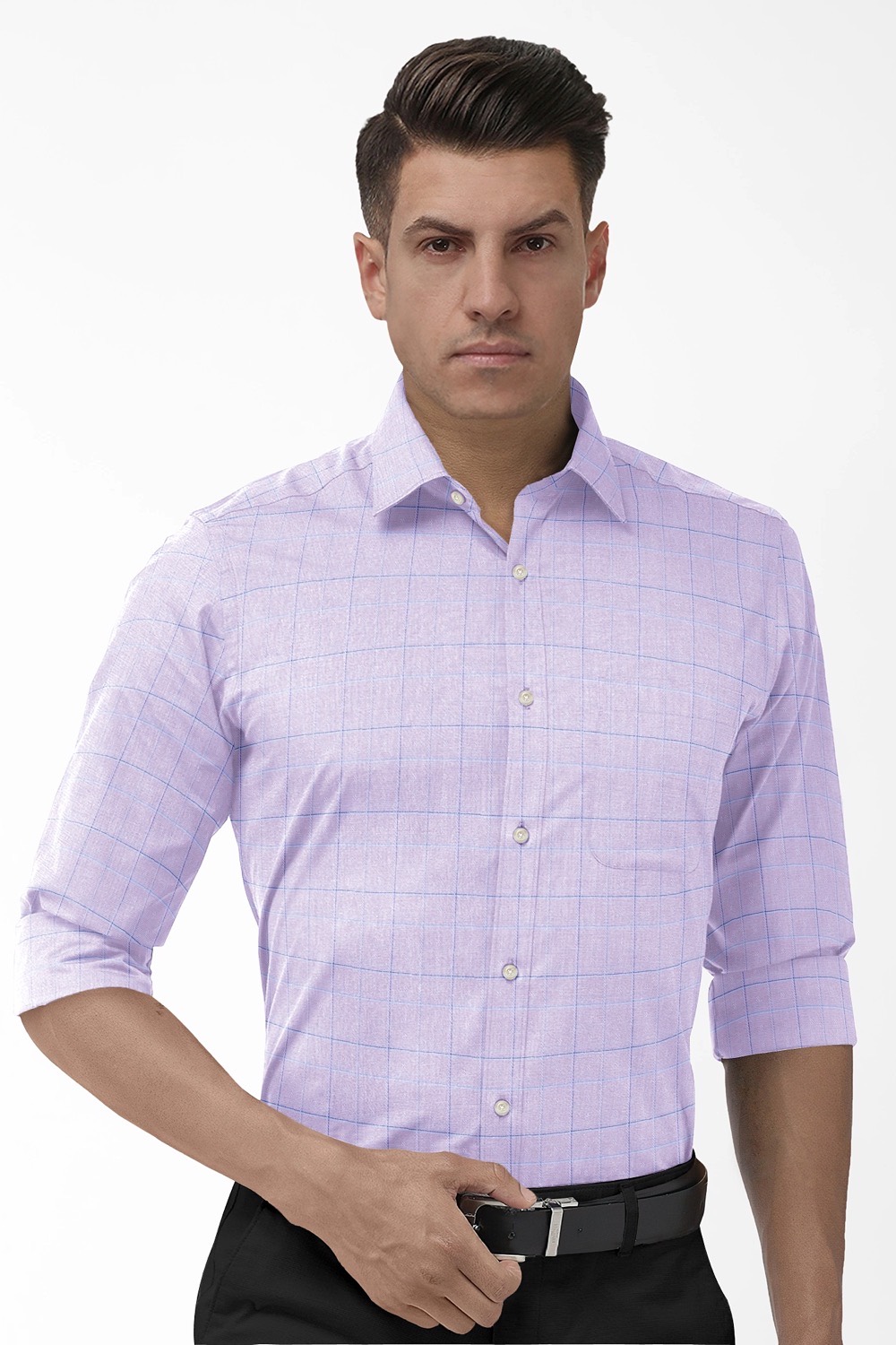 sri kumaran stores men perri alley violet checker full sleeve shirt 1 2