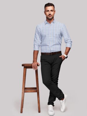 sri kumaran stores men perri alley white and blue checker full sleeve shirt 1