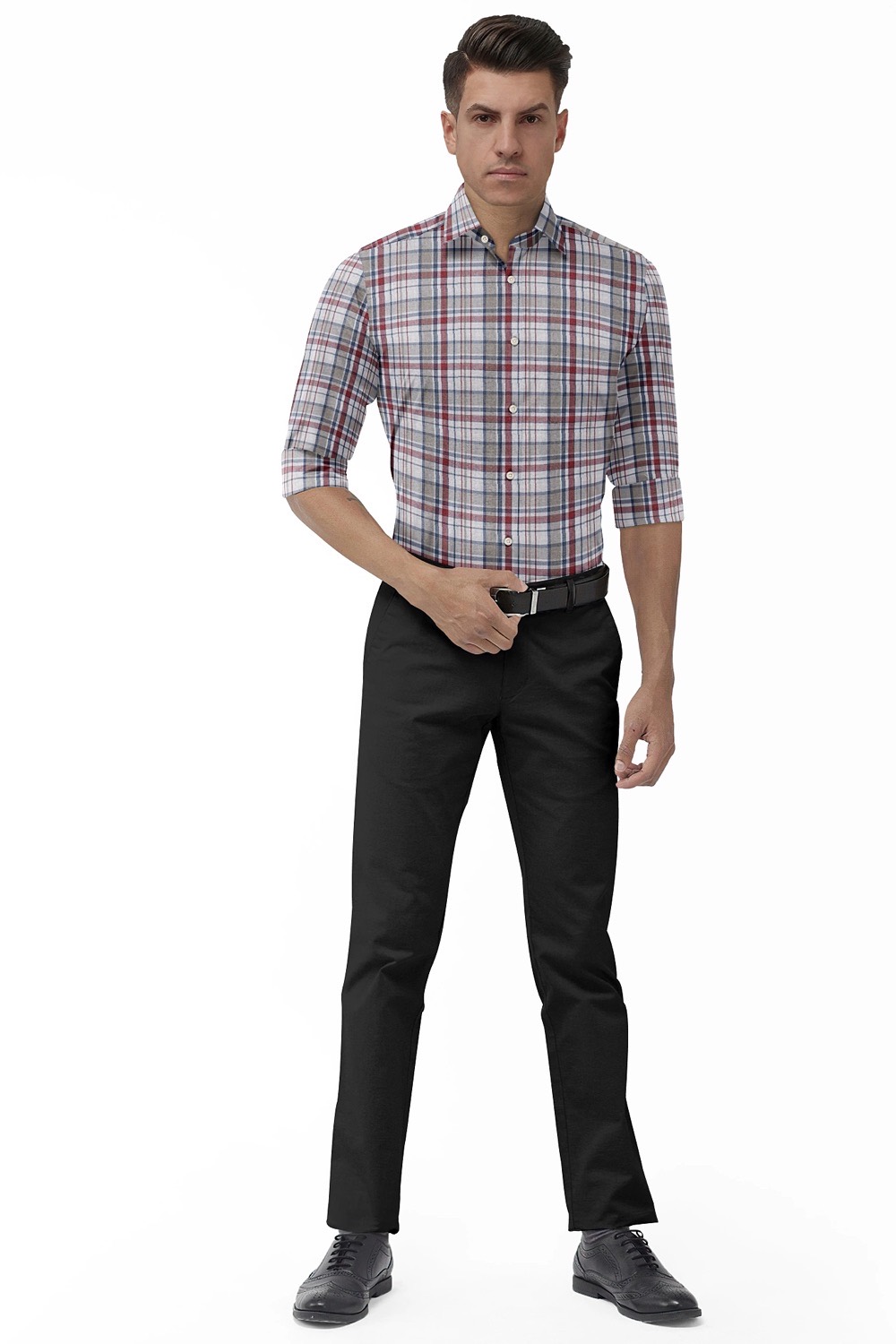 sri kumaran stores men perri alley white checker full sleeve shirt 1