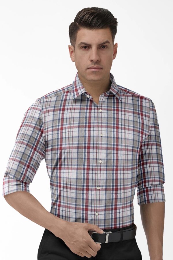 sri kumaran stores men perri alley white checker full sleeve shirt 2