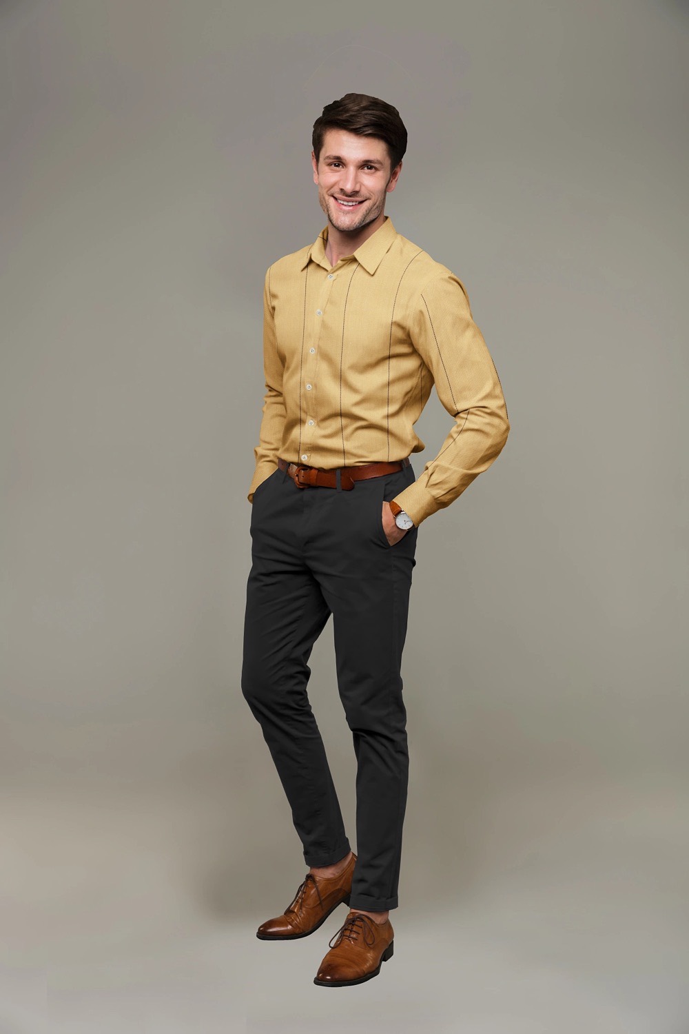 sri kumaran stores men perri alley yellow full sleeve shirt 1