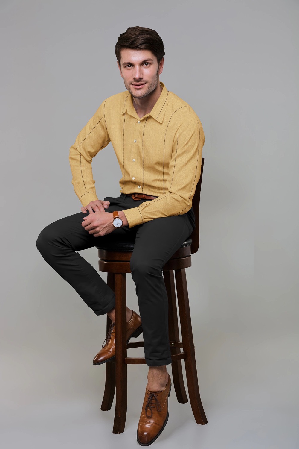 sri kumaran stores men perri alley yellow full sleeve shirt 2