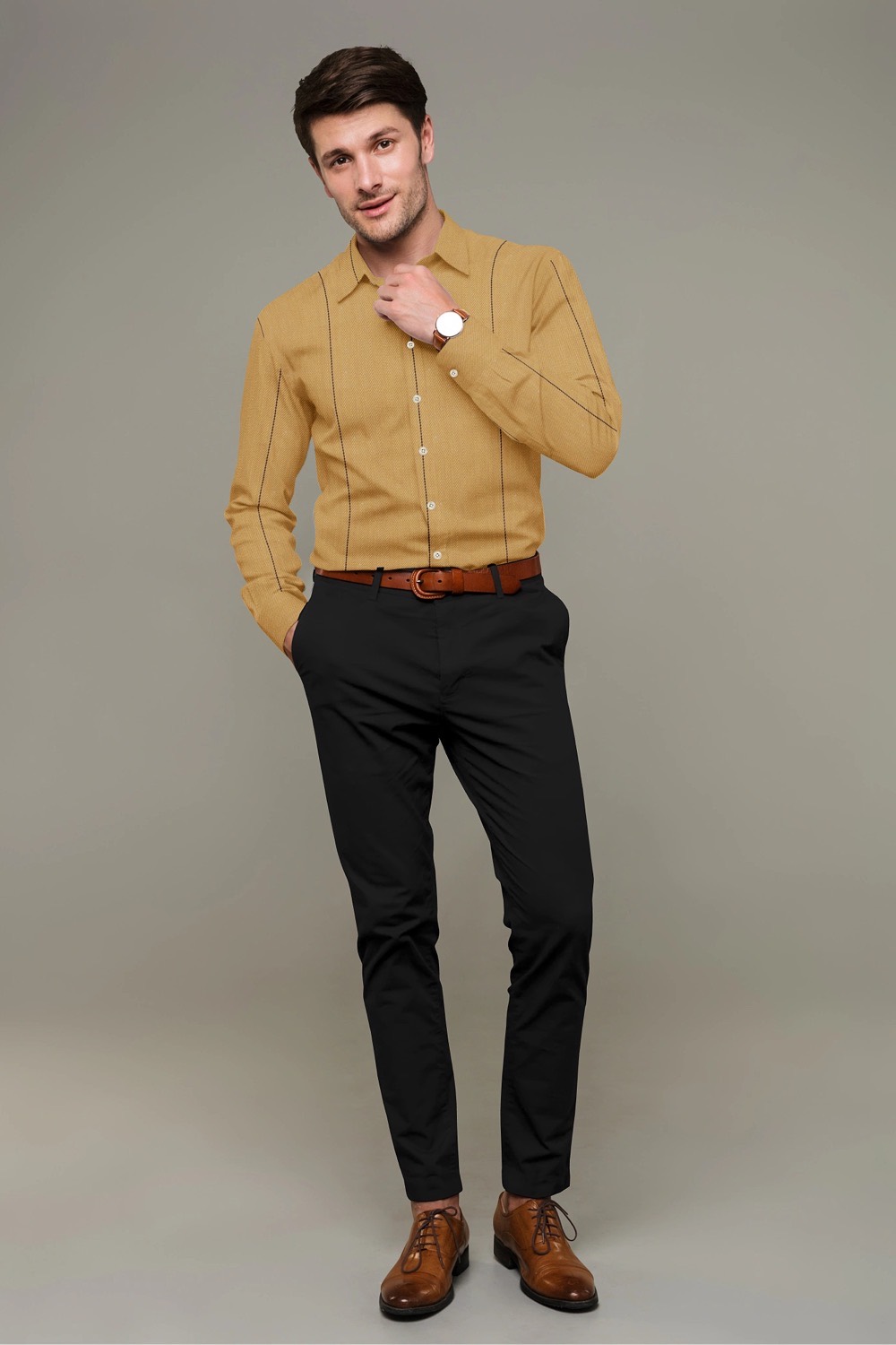 sri kumaran stores men perri alley yellow full sleeve shirt 3