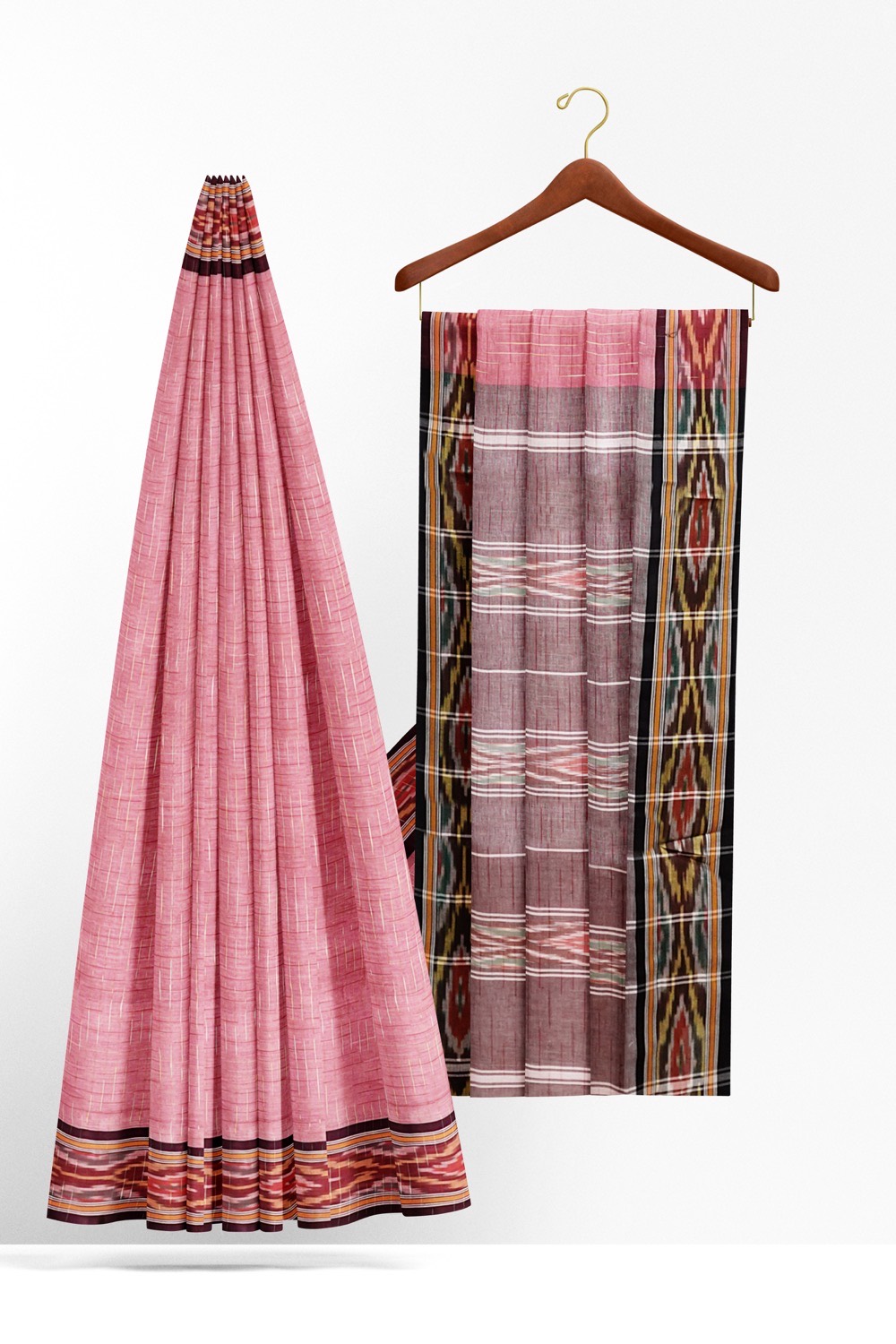 sri kumaran stores 102022 pochampalli cotton baby pink saree with baby pink border 1 2