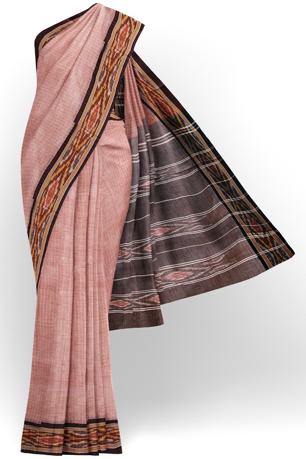 sri kumaran stores 102022 pochampalli cotton baby pink saree with black border 1 1