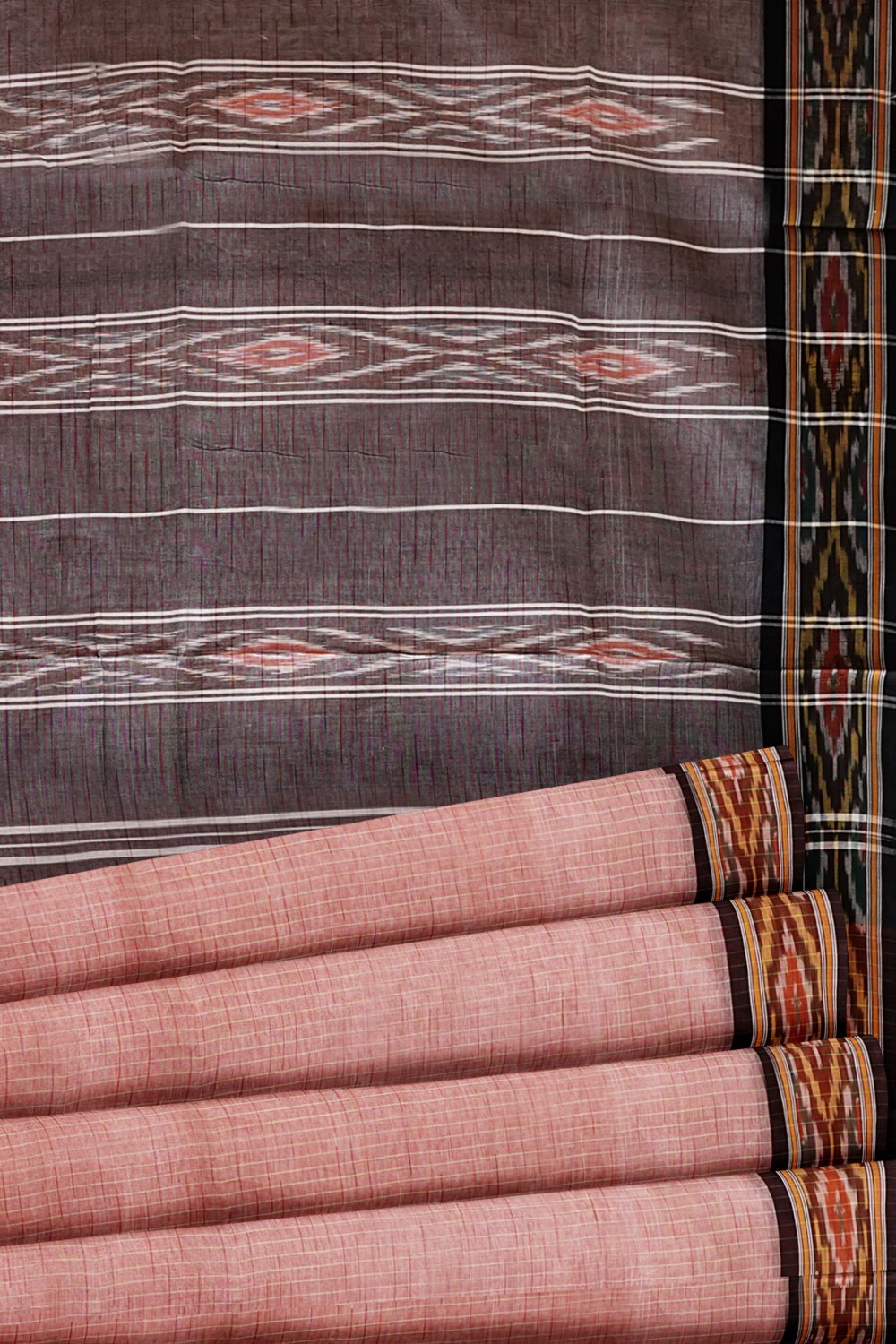 sri kumaran stores 102022 pochampalli cotton baby pink saree with black border 1 4