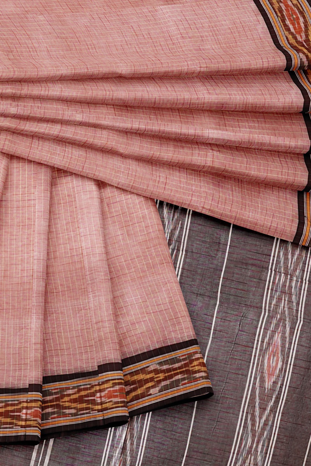 sri kumaran stores 102022 pochampalli cotton baby pink saree with black border 1 5