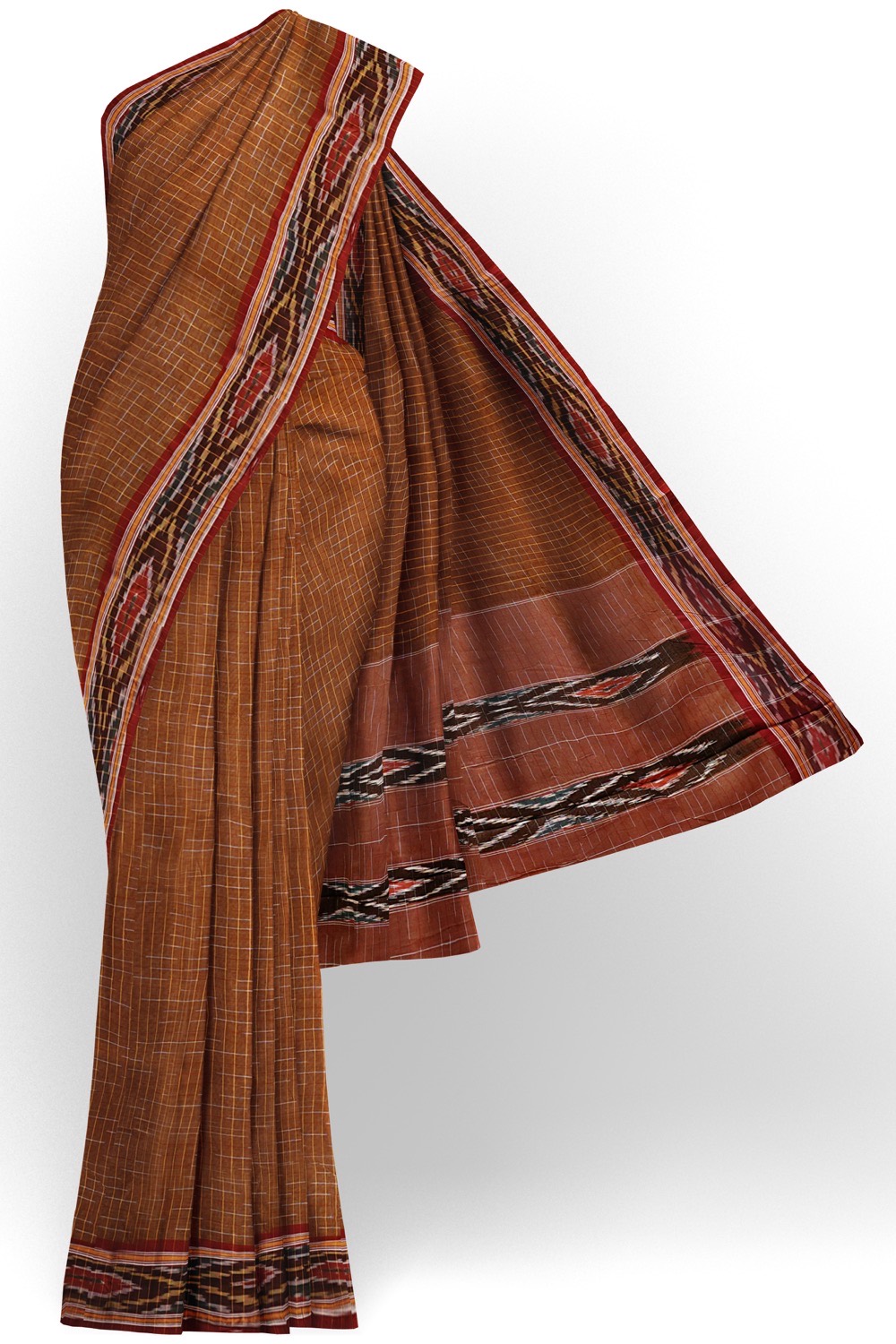 sri kumaran stores 102022 pochampalli cotton brown saree with brown border 1 1