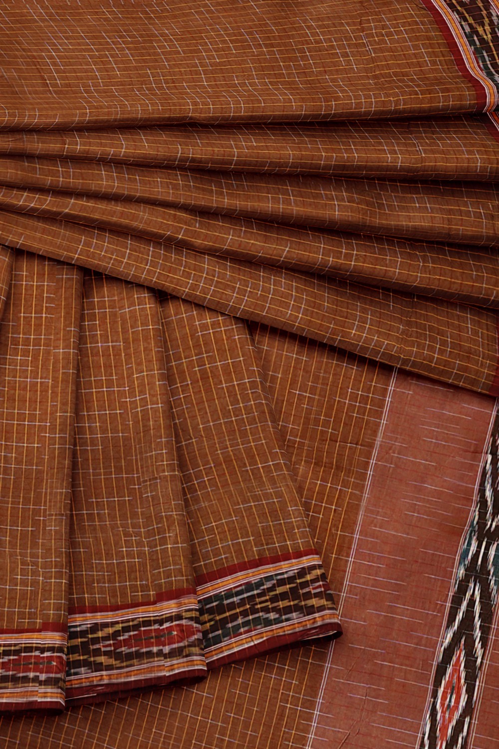 sri kumaran stores 102022 pochampalli cotton brown saree with brown border 1 5