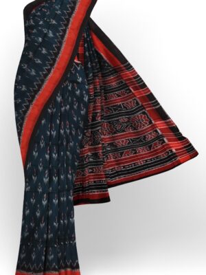 sri kumaran stores 102022 pochampalli cotton dark green saree with orange border 1 1