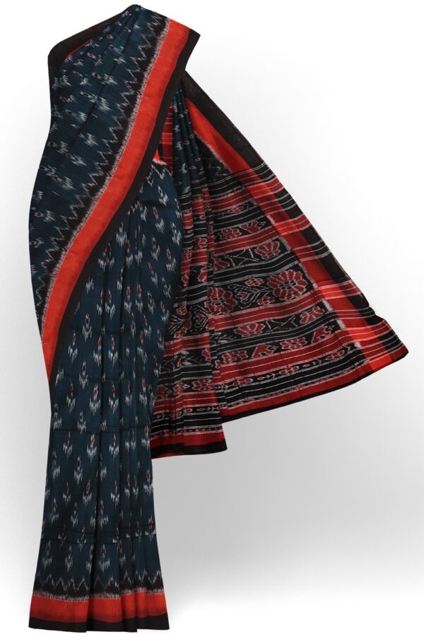 sri kumaran stores 102022 pochampalli cotton dark green saree with orange border 1 1