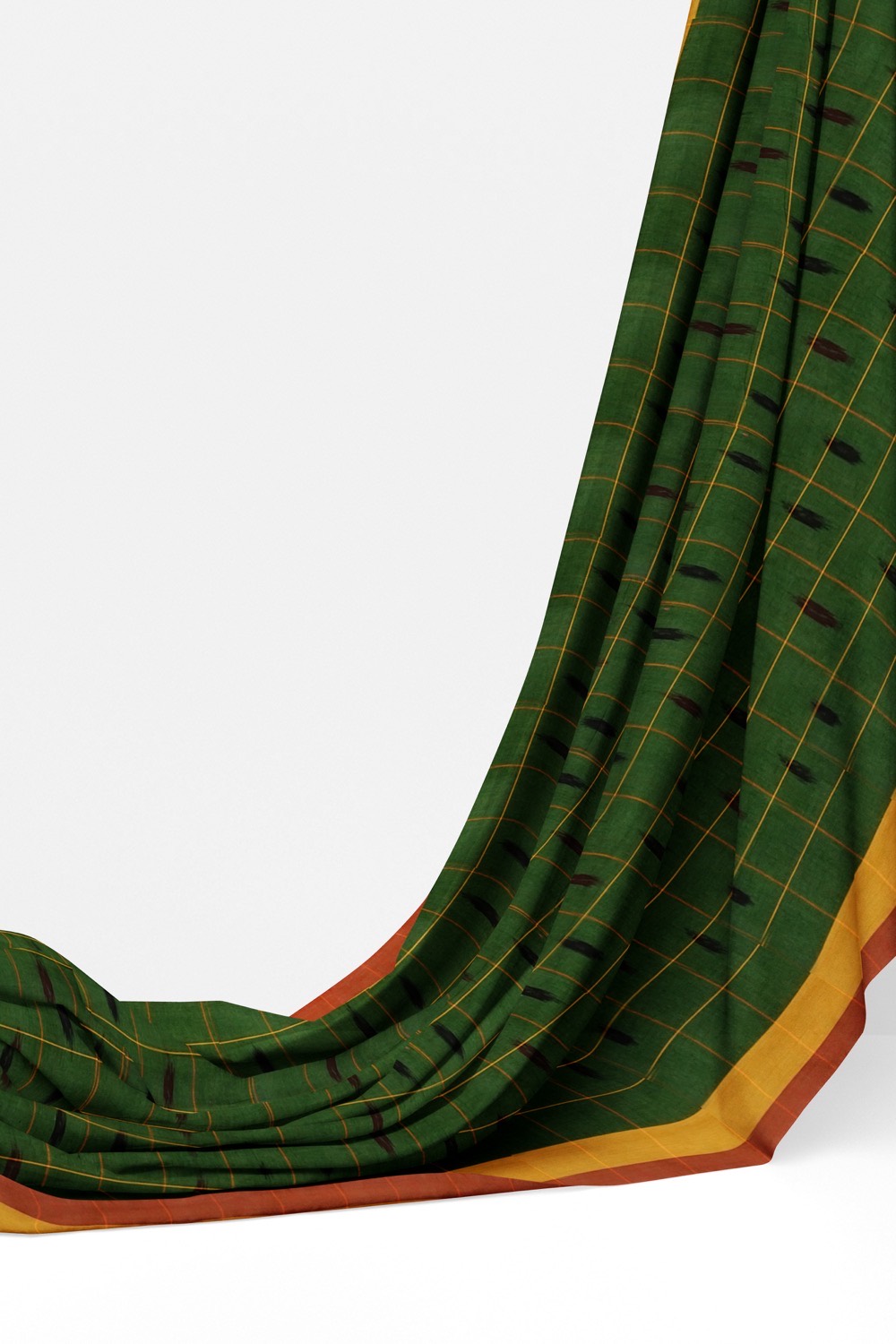 sri kumaran stores 102022 pochampalli cotton dark green saree with yellow border 1 3