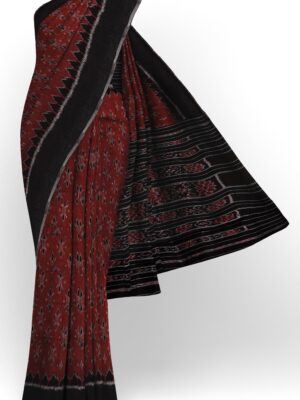 sri kumaran stores 102022 pochampalli cotton dark maroon saree with black border 1 1