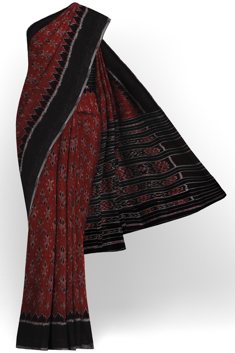 sri kumaran stores 102022 pochampalli cotton dark maroon saree with black border 1 1