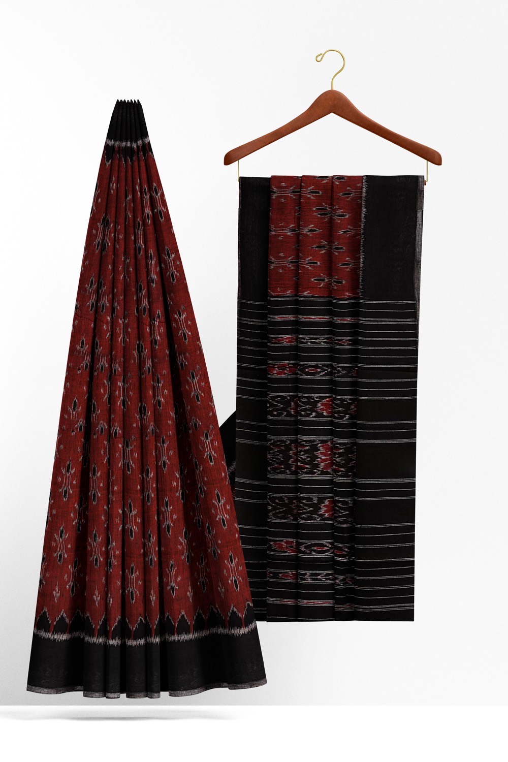sri kumaran stores 102022 pochampalli cotton dark maroon saree with black border 1 2