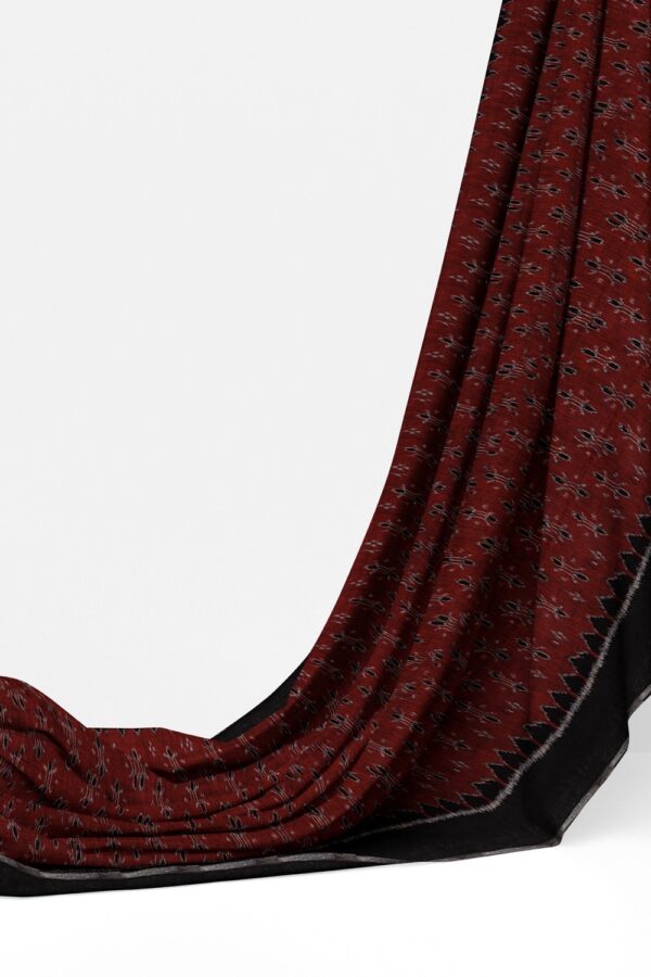 sri kumaran stores 102022 pochampalli cotton dark maroon saree with black border 1 3