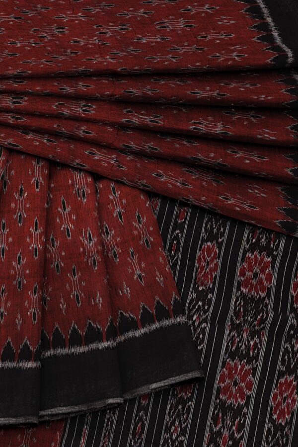 sri kumaran stores 102022 pochampalli cotton dark maroon saree with black border 1 5