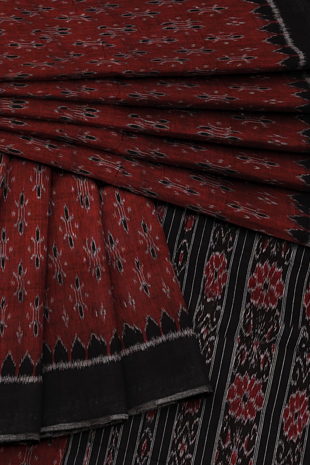 sri kumaran stores 102022 pochampalli cotton dark maroon saree with black border 1 5