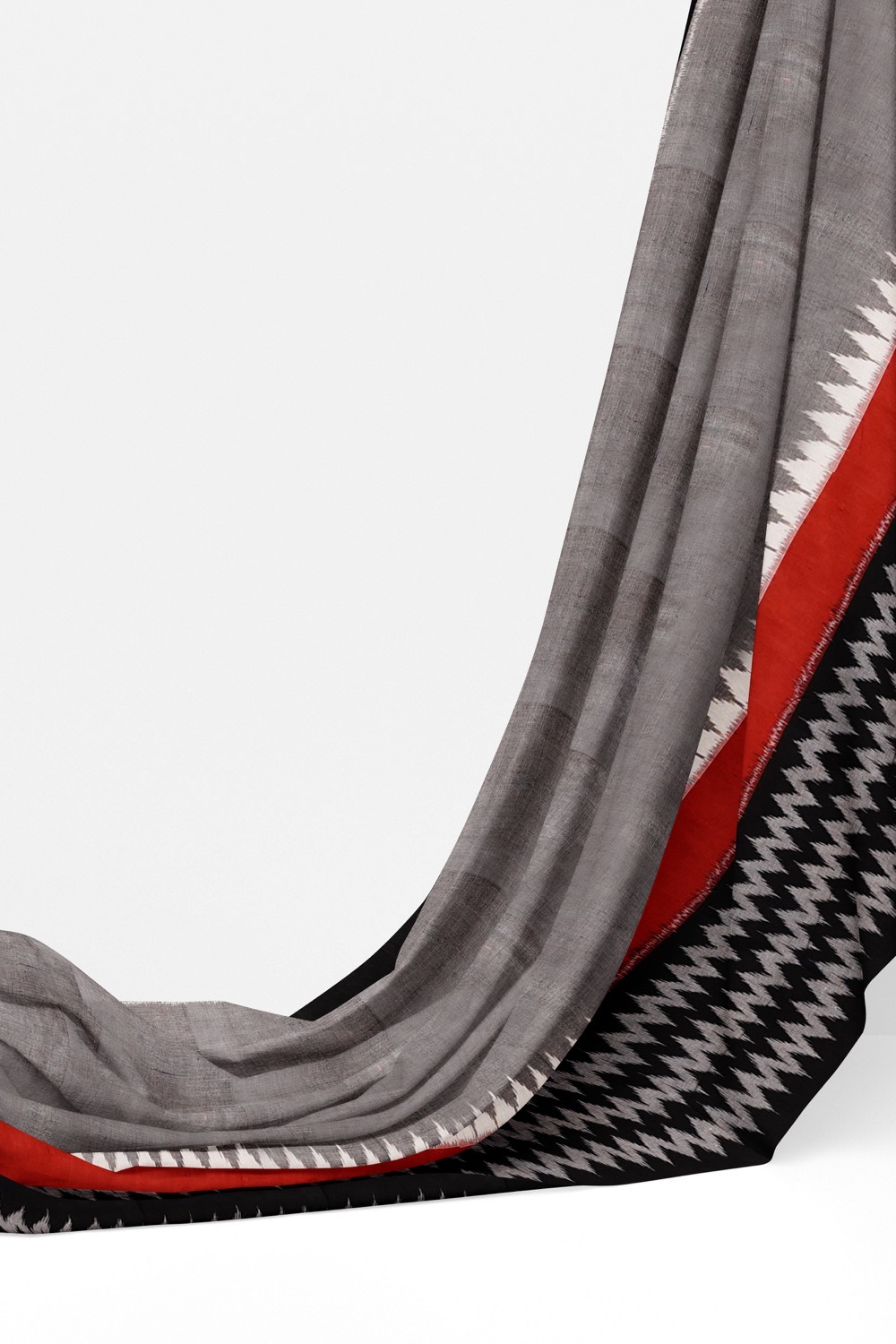 sri kumaran stores 102022 pochampalli cotton grey saree with black border 3 3