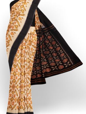 sri kumaran stores 102022 pochampalli cotton half white saree with black border 1 1