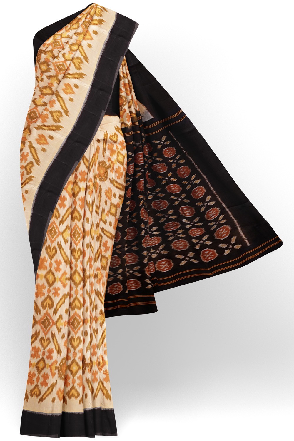 sri kumaran stores 102022 pochampalli cotton half white saree with black border 1 1