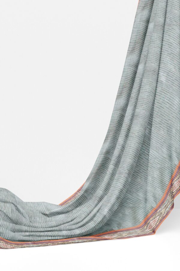 sri kumaran stores 102022 pochampalli cotton light green saree with orange border 1 3