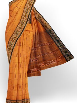 sri kumaran stores 102022 pochampalli cotton light orange saree with brown border 1 1