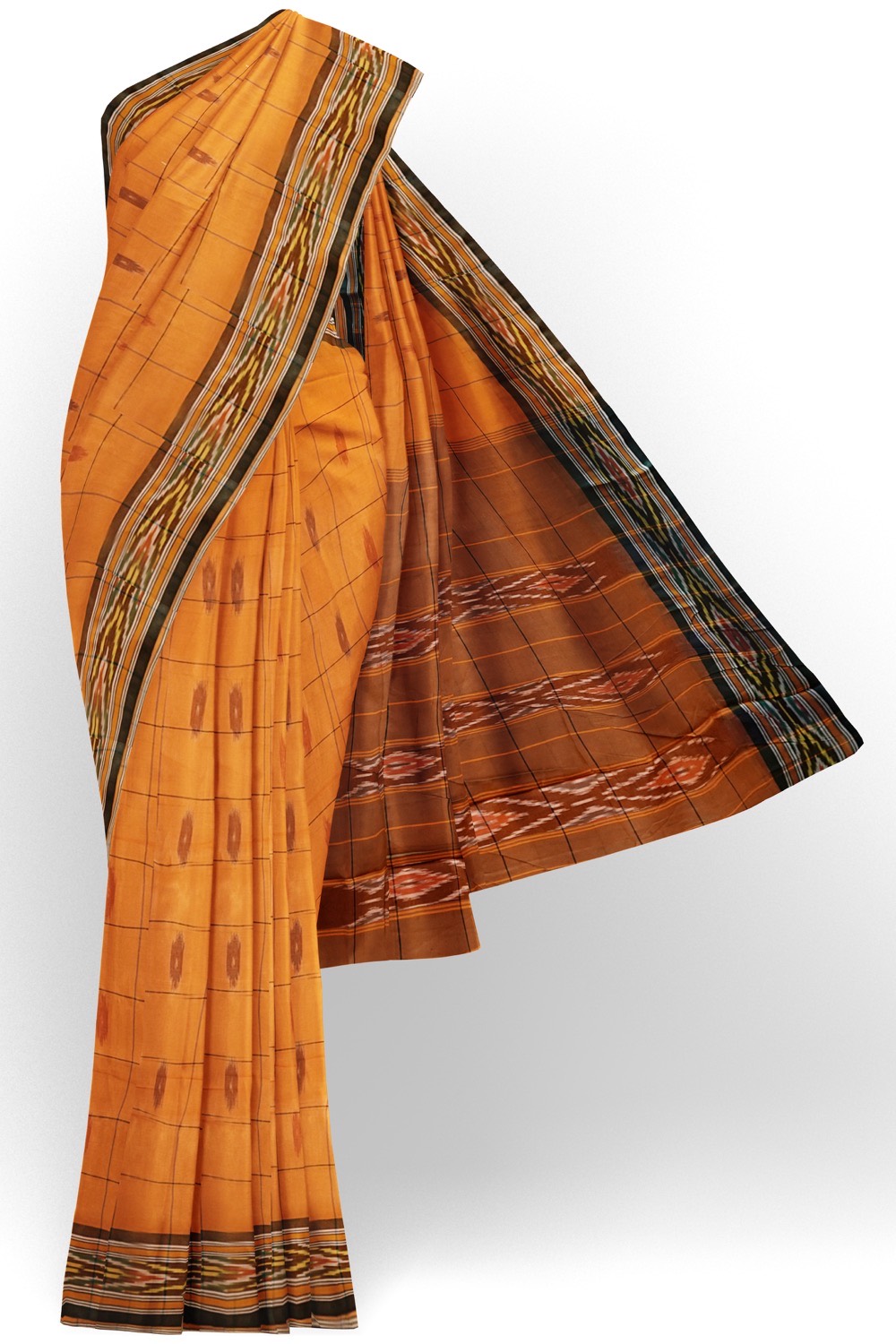 sri kumaran stores 102022 pochampalli cotton light orange saree with brown border 1 1