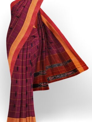 sri kumaran stores 102022 pochampalli cotton maroon saree with red border 1 1
