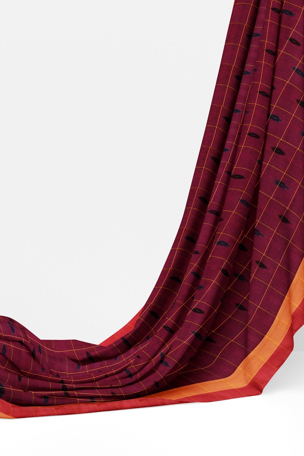 sri kumaran stores 102022 pochampalli cotton maroon saree with red border 1 3
