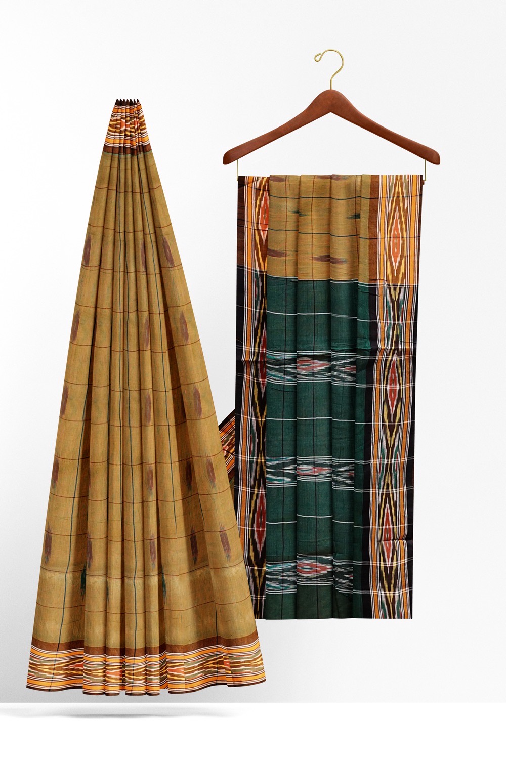 sri kumaran stores 102022 pochampalli cotton muddy brown saree with brown border 1 2