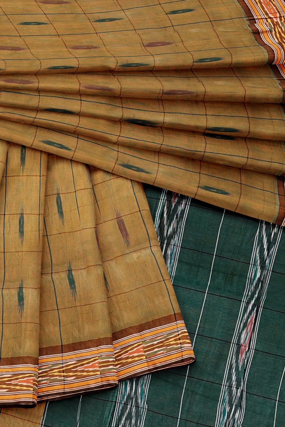 sri kumaran stores 102022 pochampalli cotton muddy brown saree with brown border 1 5