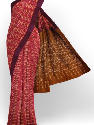 sri kumaran stores 102022 pochampalli cotton pink saree with purple border 1 1