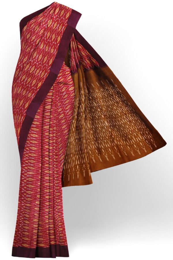 sri kumaran stores 102022 pochampalli cotton pink saree with purple border 1 1