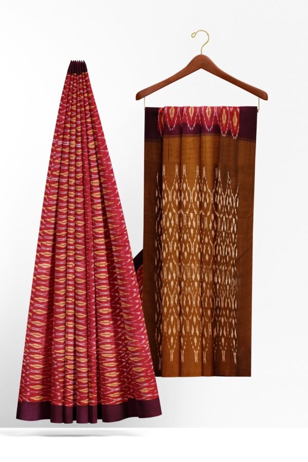 sri kumaran stores 102022 pochampalli cotton pink saree with purple border 1 2